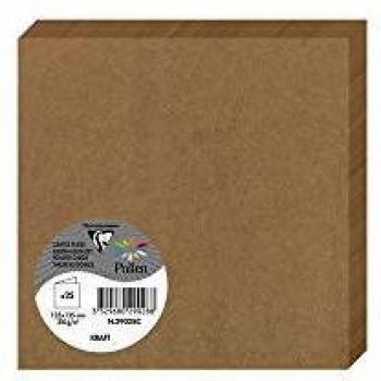 25 cartes pliées Kraft brun 13,5x13,5 cm Clairefontaine