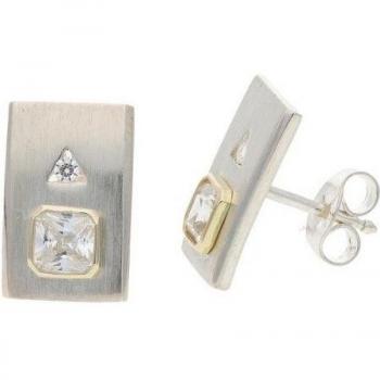 JuwelmaLux Paar Ohrstecker: 925 Silber, 585 Gold, Zirkonia inklusive Schmuck-Set (JL30‑06‑4436)