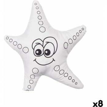 Peluche colorabile Bianco e Nero 26 x 26 x 8 cm Stella Marina (8 unità)