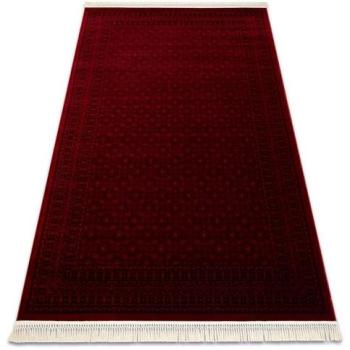 Burgundy & Black Oriental Rug 100x200, Classic Style with Red Fringes
