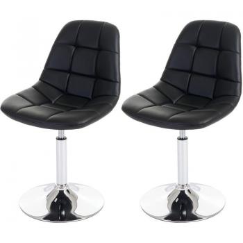 Set d’angolo di due sedie girevoli 837 con sgabello in pelle nera