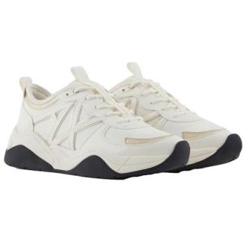 Armani Exchange Women’s Lace‑Up Rubber Sole Polyester Sneaker – White, US 11