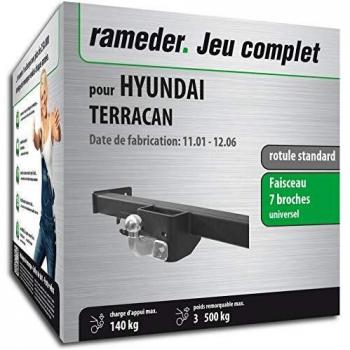 Pack d'Attelage Rameder Rotule Standard 2 Trous pour Hyundai TERRACAN avec Faisceau Electrique 7 Broches (145558-04836-1-FR)