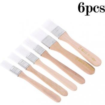 6 PCS Wooden Handle Paint Brushes for Touchup and Barbecue Use