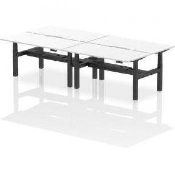 Air Modern Office Desk, 1600 x 800mm, Height Adjustable, for 4 Persons, Black Frame, Walnut Top