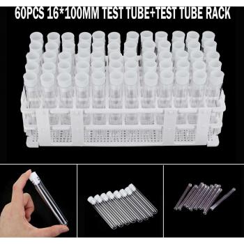 60Pcs Clear Test Tubes with Caps