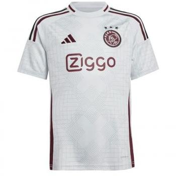 Chemise Tierce Ajax Junior Adidas 2024‑25 Gris clair, rouge sombre