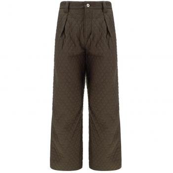 Burberry S-Size Green Quilted Pleated Trousers (IT46)