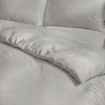Grey Catherine Lansfield 300 Thread Count Satin Stripe Duvet Cover Bedding Set