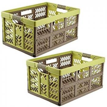 Keeeper Pack 2 Cajas 45L con Asas Verde/Marrón