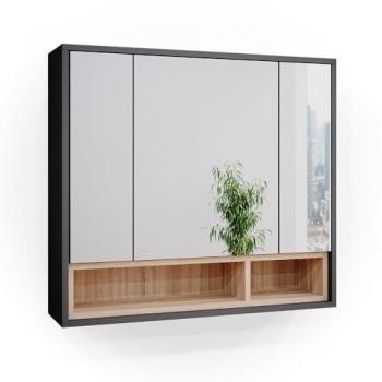 Vicco Badspiegelschrank Beatrice, Anthrazit, 80 x 72 cm