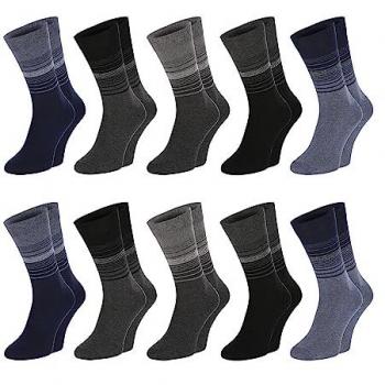 Chili Lifestyle Basicsocken – 5 Farbdesigns (Schwarz, Grau, Blau), Multipack, 10 Paare, Weichbund ohne Gummidruck