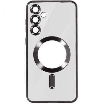 Couverture MagSafe compatible Samsung Galaxy S24 Plus, silicone noir avec finition chrome