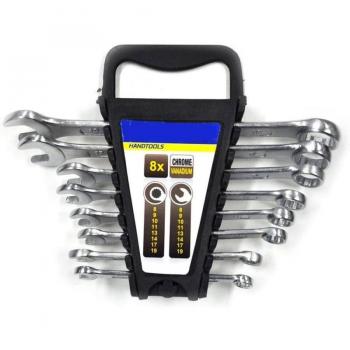 Traesio Kit de Llaves Combinadas 8 Piezas 8‑19 mm en Carcasa Chrome Vanadium