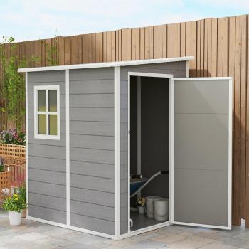 4x5FT Plastic Garden Shed, Lockable Tool Storage House Lean to Shed with Vent