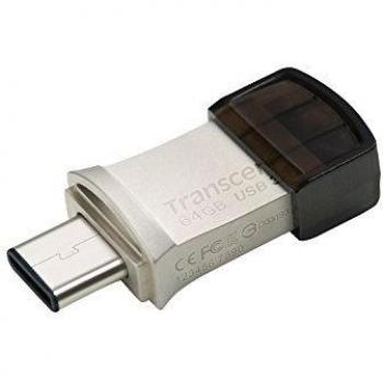 Transcend JetFlash 890 64GB USB 3.0 (3.1 Gen 1) Type-A/Type-C Schwarz, Grau USB-Flash-Laufwerk