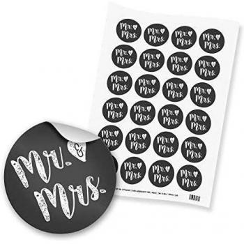 Itenga 24 Sticker Mr. & Mrs. (Motiv124) für Hochzeitsfeiern