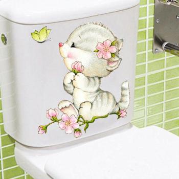 Niedliche Baby Katze WC Aufkleber für Badezimmer Dekoration 3D Kunst PVC