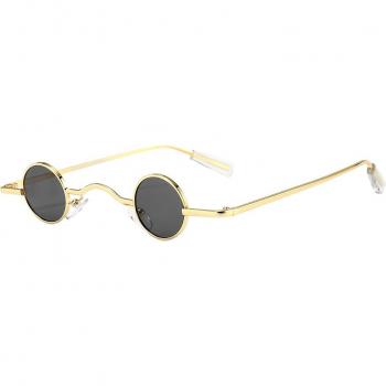 Lunettes de soleil vintage rondes polarisées pour hommes et femmes, cadre métallique, verres noirs
