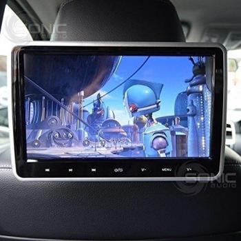 Sonic Audio 2 x hr-10 C Universal 25,7 cm Tablet‑Style Drehkopf-Stütze DVD‑Player/Monitor mit USB/SD/HDMI und kostenfreiem kabellosem IR‑Kopfhörer – Plug‑In Rücksitz‑Spielsystem