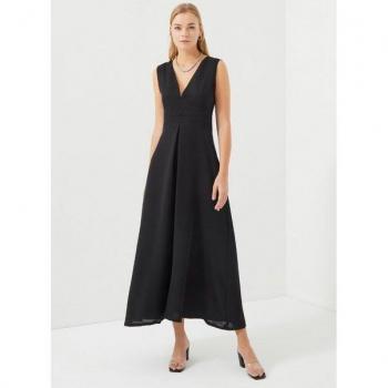 Just Like You Maxikleid Schwarz mit dekorativen Leiterstreifen