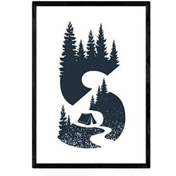 Letra S con Diseño de Bosque y Sendero