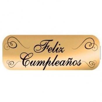 Etiqueta adhesiva feliz cumpleaños oro 250 unidades
