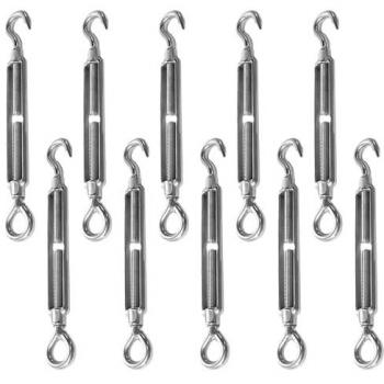 Coffret 10 tendeurs réglables en acier inoxydable – œillets, crochet – M6 Linxor