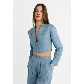 Stradivarius Trend-Blazer XL, Himmelblau, Cropped mit Schleife