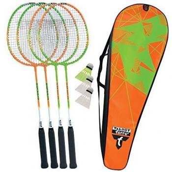 Talbot Torro Badminton‑Set „Pro‑Vier“ – 4 Schläger, 3 Federn, edle Reisetasche