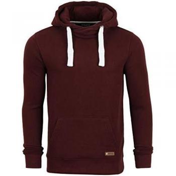 Riverso RIVNiklas Pull à Capuche Homme Col Cross‑Over Regular uni Coton Rouge