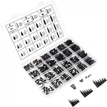360pcs M2 M2.5 M3 Black Nylon Hexagon Washer Screw Collection