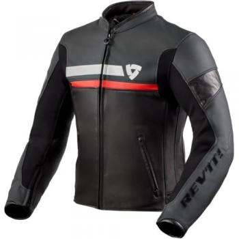 Revit Mile Veste en cuir de moto Noir Blanc Rouge taille 52