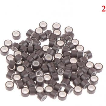 Lote de 100 cuentas de microsilicona, anillos para extensiones de cabello, 5.0x3.0mm