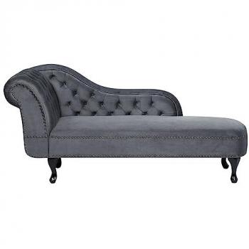 Grau Samt Chaiselongue Linksseitig