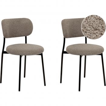 Set of 2 Beige Taupe Fabric Dining Chairs with Metal Frame