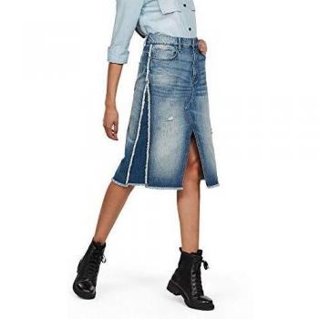 G-STAR RAW Falda Midi 3301 Fringe, Talla 36W, Azul