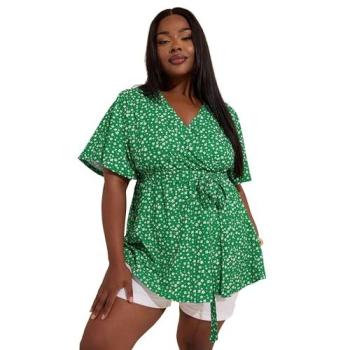 Women’s Green Floral Wrap Top (Size 22‑24)