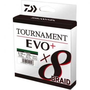 Daiwa Tournament Evo Plus – 270 M Braided Rope – Dark Green – 0.140 mm – Unisex