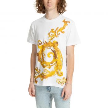 Baroque Watercolour Couture Men's T-Shirt, Versace Jeans, White, Size: XL