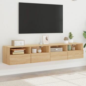 Rangement TV Murale en Chêne – Kit 2 unités