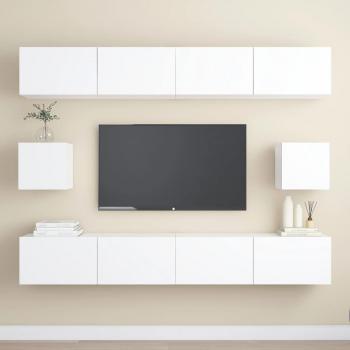 Mueble Televisor 6 piezas aglomerado blanco