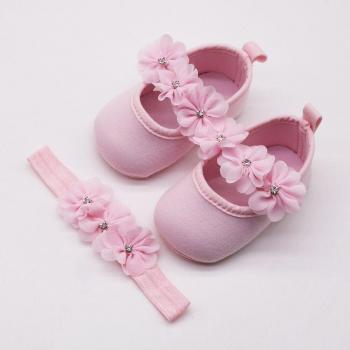 DIHOPE Baby Party Shoes with Floral Design