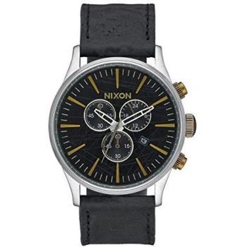 Nixon Sentry Black-Brass Chronometer – Lederarmband