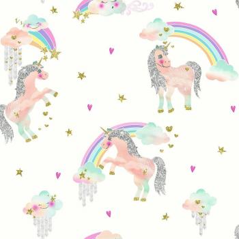 Rainbow Unicorn White Wallpaper by Arthouse