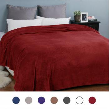 Bedsure Microfiber Fleece Blanket Queen Size Red 220x240cm