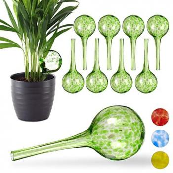 Sfere per Irrigazione per Piante e Fiori, Set da 10, in Vetro Verde, ø 6cm