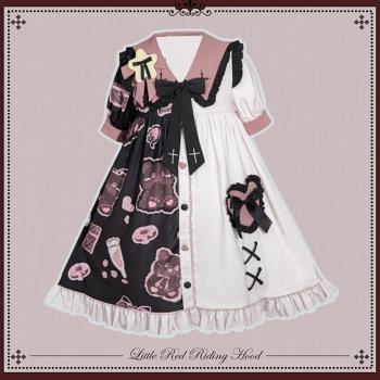 Kawaii Summer Bear Crown Print Lolita Dress