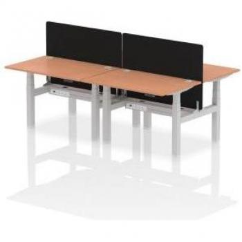 Air Back-to-Back 1200 x 800mm Height Adjustable 4 Person Bench Desk with Beech Top and Drawer Storage