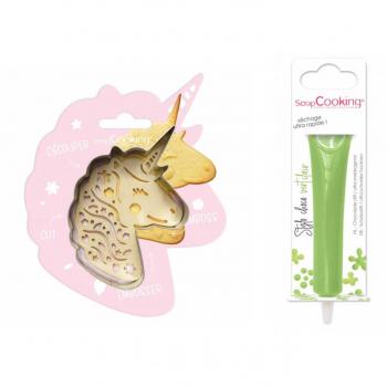 Kit créatif Licorne : biscuits en relief et stylo chocolat vert